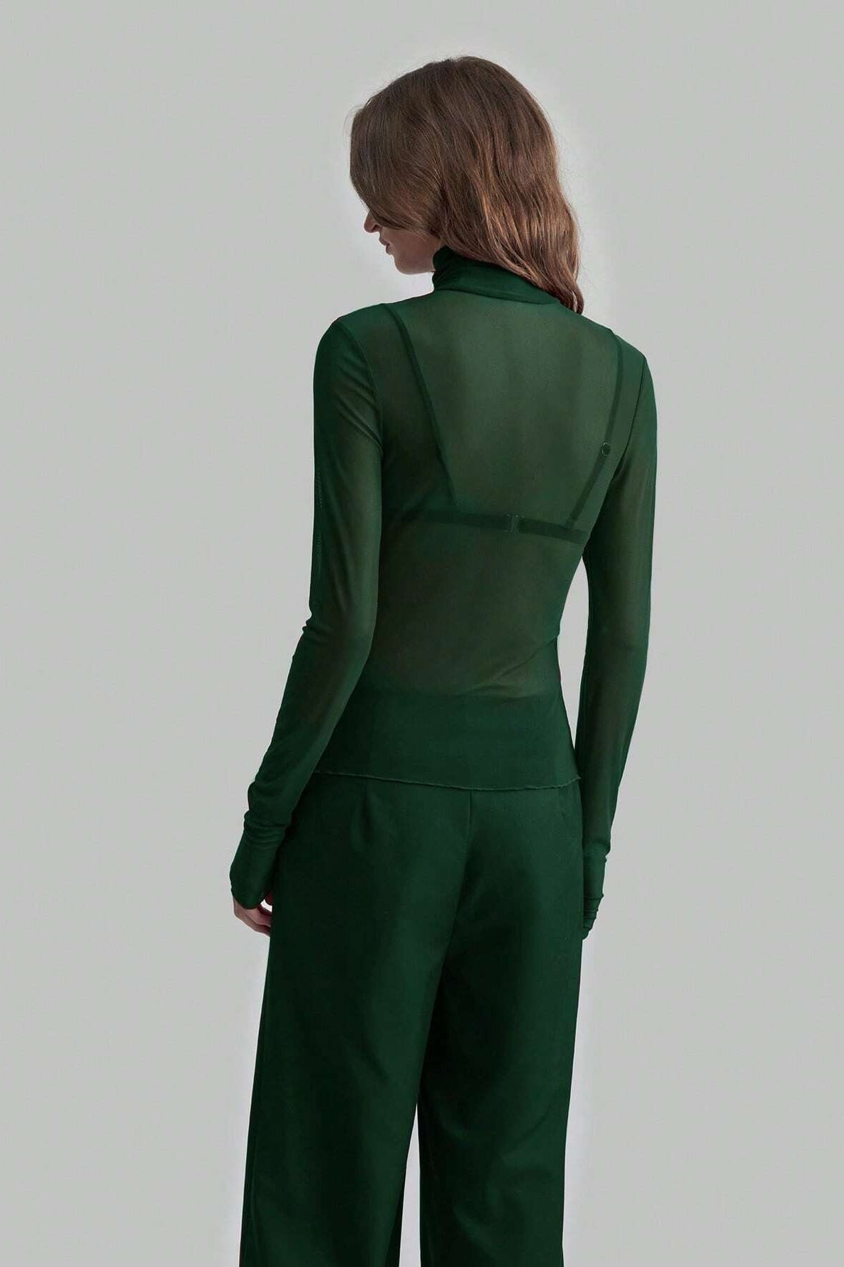 Stand Collar Solid Mesh Slim Fit Long Sleeve Tee