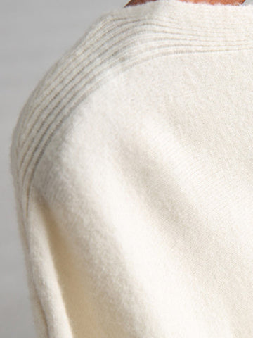 Fledermausärmel High-Low Einfarbiger Strickpullover mit U-Boot-Ausschnitt 