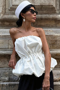 Elegant Ruched Strapless Casual Layering Blouse
