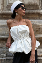 Elegant Ruched Strapless Casual Layering Blouse