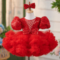 Mädchen-Weihnachtskleid, süßes Baby-Mädchen-Kleid mit Pailletten, festliches Kleid für Kleinkinder, Geburtstags- oder Kommunionskleid 