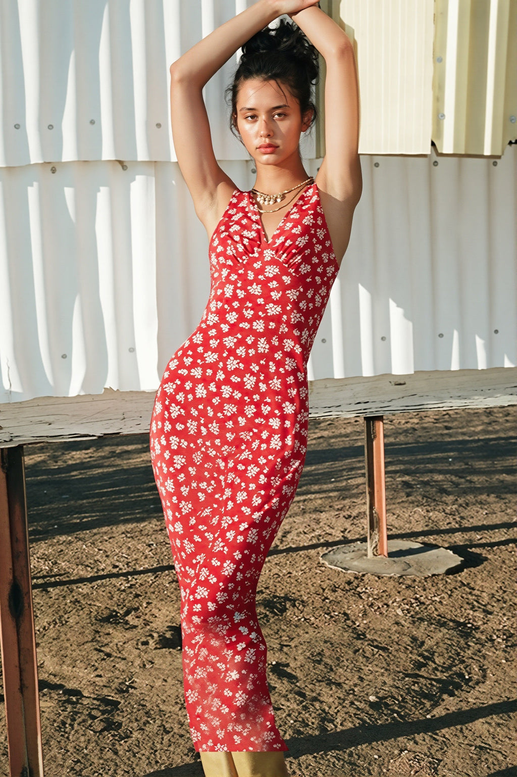 Deep V Floral Vacation Tank Maxi Dress