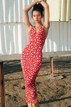 Deep V Floral Vacation Tank Maxi Dress