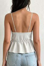 Satin Lace Polka Dot Tie Cami Top