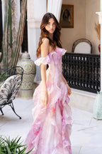 Sheer Ruffle Off Shoulder Beach Maxi Dress