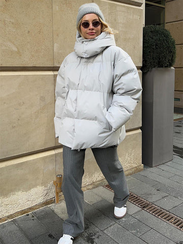 Tossy Lose Hoodie Winter Outwear Parkas Weibliche Zipper High Street Tasche Mode Strickjacke Patchwork Für Frauen Mantel Parkas 2023 