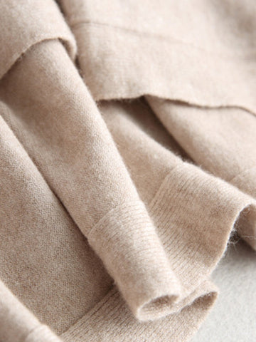 Fledermausärmel High-Low Einfarbiger Strickpullover mit U-Boot-Ausschnitt 