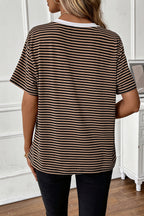 Striped Colorblock Loose T-shirt