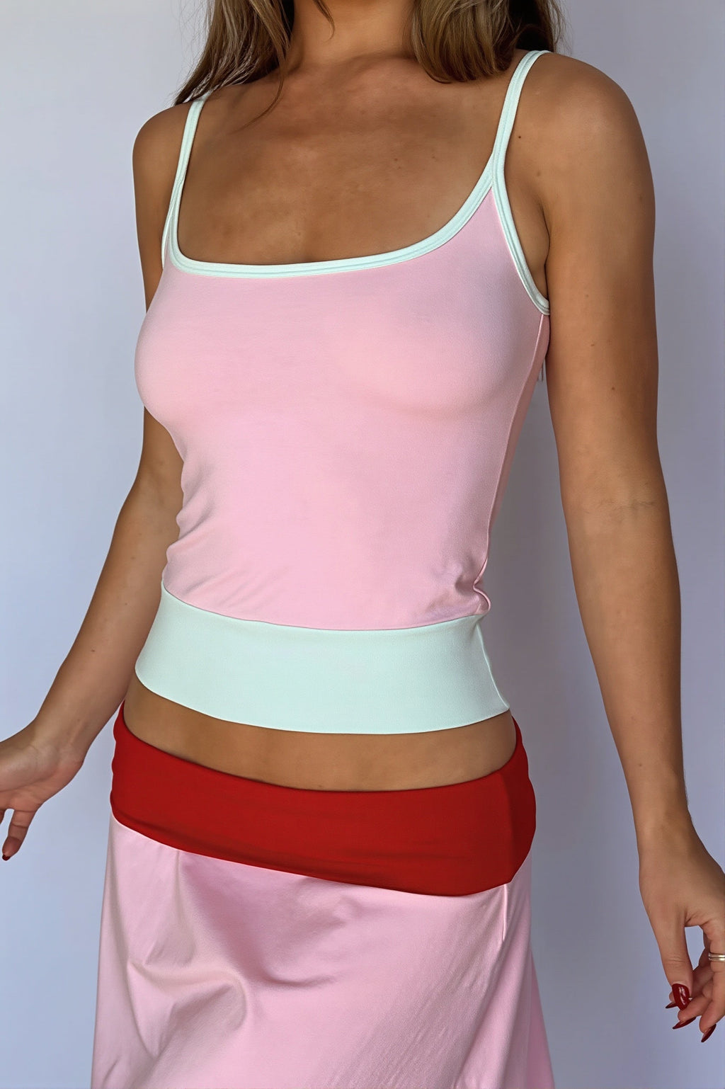 Casual Morandi Color Contrast Cami Top
