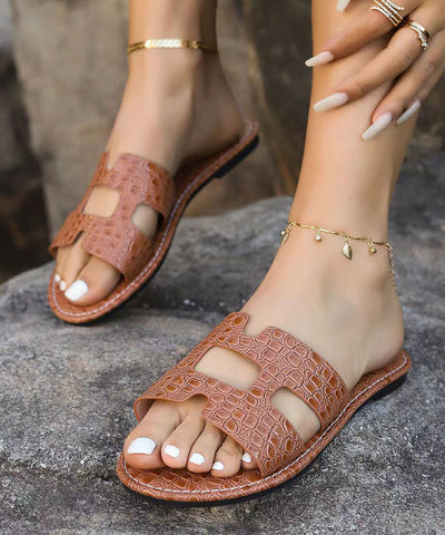 Fashion Style Red Flats Slide Sandals Peep Toe