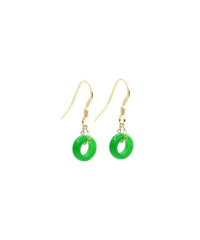 Pendientes colgantes con hebilla de ping verde vintage 