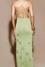 Solid Slim Knit Cami V Neck Maxi Dress