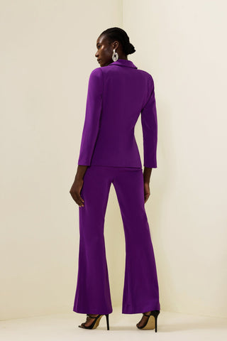 Solid Ruched Bottom Blazer ＆Mid Waist Solid Pants Set