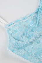 Knit Lace Patchwork Solid Sheer Cami Top