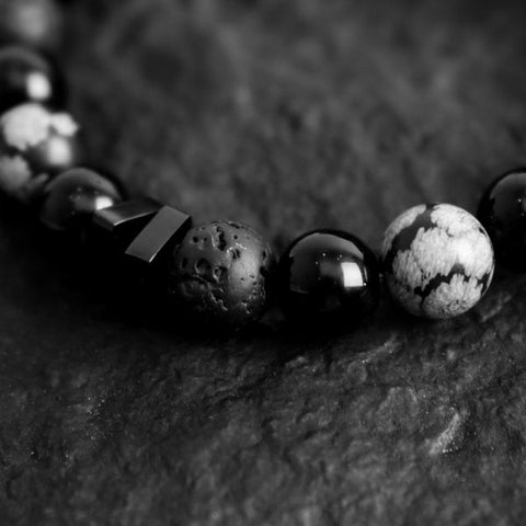 Natural Black Obsidian Snowflake Premium Vintage Bracelet