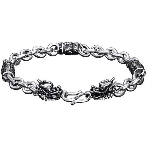 Sterling Silver Dragon Lucky Chain Bracelet