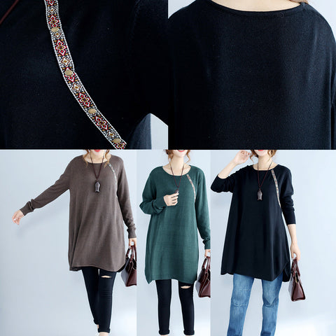 Nuevo vestido informal de algodón verde y acogedor, de gran tamaño, para mujer, de punto 