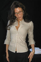 Elegant Striped Regular Shoulder Fitted Blouse