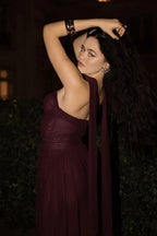 Strapless Flowy Ribbon Slim Waist Maxi Dress