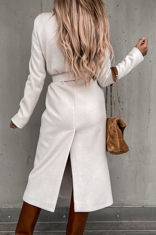 Modische, elegante, solide Patchwork-Oberbekleidung mit Umlegekragen und Gürtel (4 Farben) 