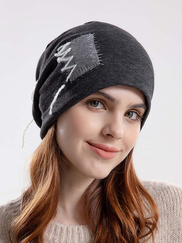Gorro de punto con cordón para mujer de invierno 
