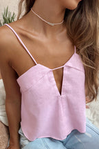 Solid Casual Cropped Triangle Cutout Trendy Cami Top