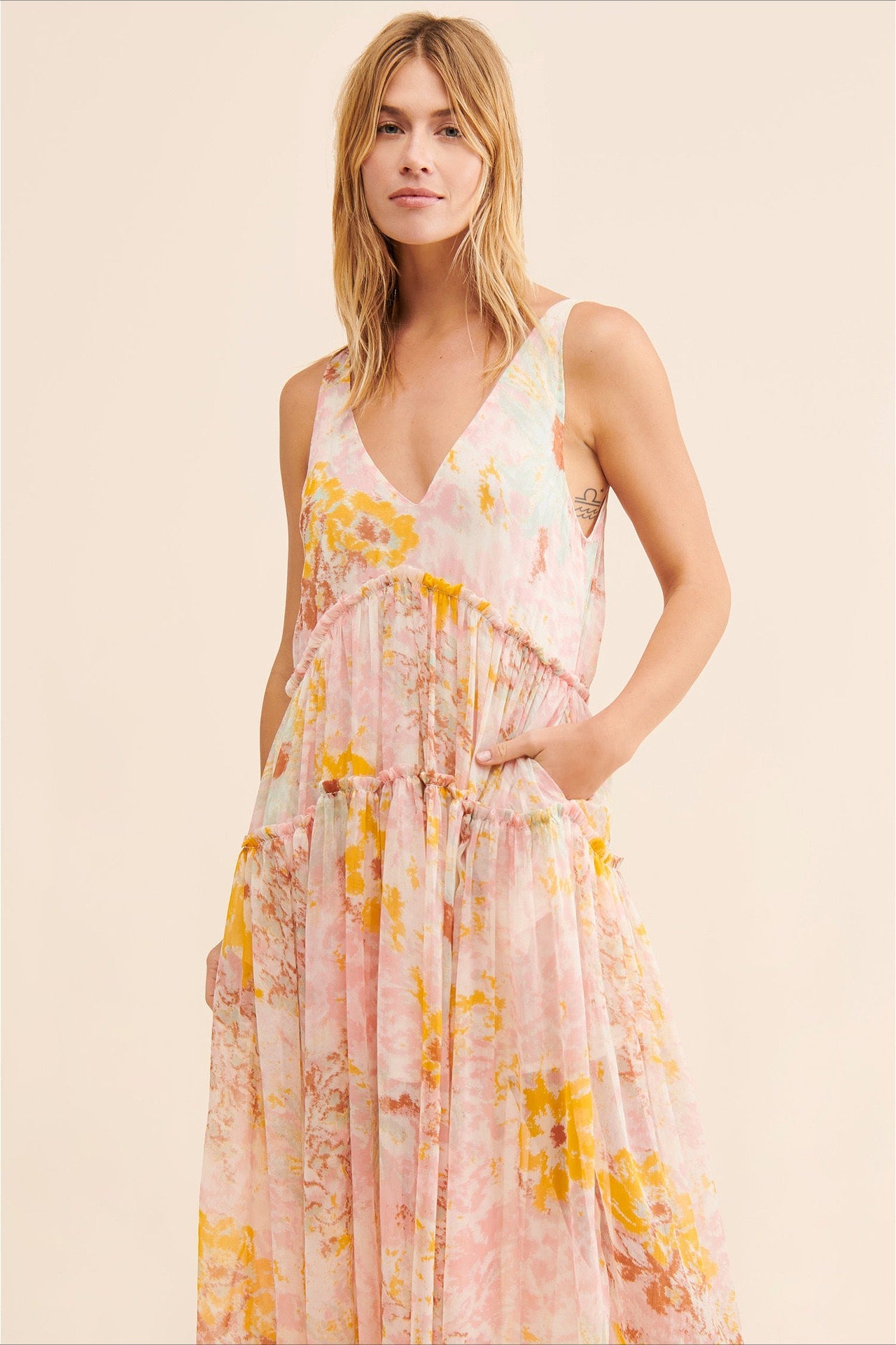 Boho Sleeveless Floral Print Maxi Dress