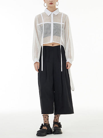 Stilvolle Blusen und Hemden mit langen Ärmeln, lockerem Netzstoff, durchsichtigem Sonnenschutz 