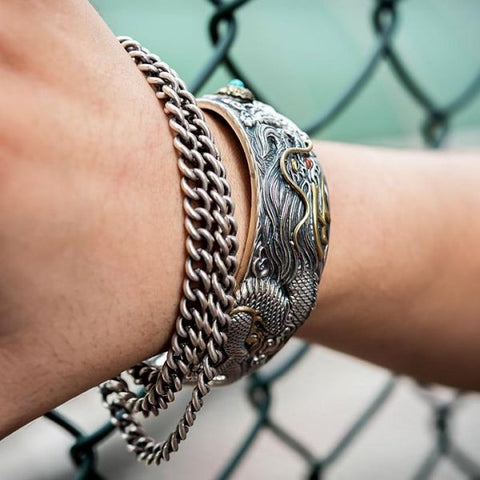 Sterling Silver Flying Dragon Bracelet