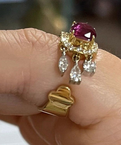 Boutique Lila Legierung Zirkon Edelstein Quaste Ringe 