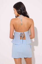 Minimalist Sexy Solid Beaded Halter Top