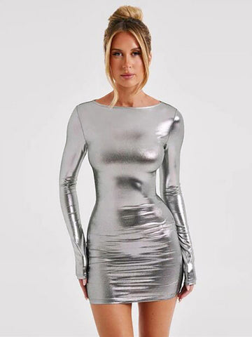 Vestido corto de manga larga para mujer, primavera otoño 2024, para fiesta y club, estilo urbano 