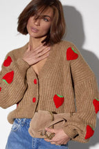 Strawberry Appliqué Chunky Knit Sweater