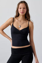 Casual Solid Cross V Neck Cami Top