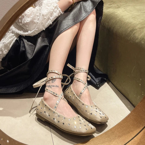 Zapatos planos de punta cuadrada para mujer, zapatos con hebilla elegantes y poco profundos, zapatos de ballet de moda de otoño 2024, zapatos de fiesta para mujer 