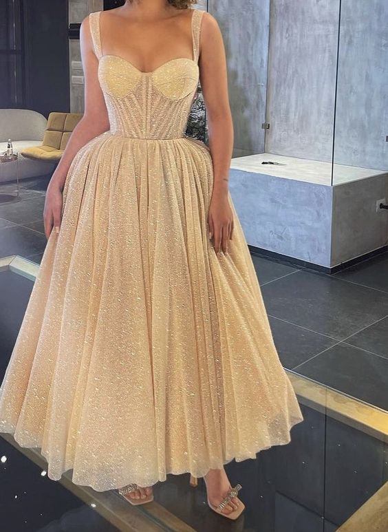 A-Linien-Kleid aus glitzerndem Tüll für den Homecoming-Ball