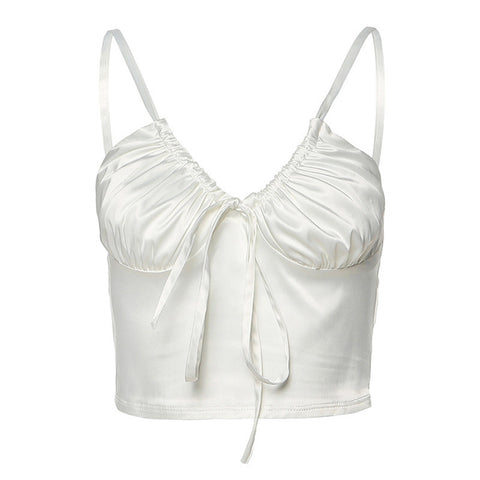 Camisola sexy con cuello en V para mujer, top corto de tela suave y sedosa, top ajustado para fiesta y club, camiseta sin mangas con tirantes Harajuku para mujer, novedad de verano 2024 