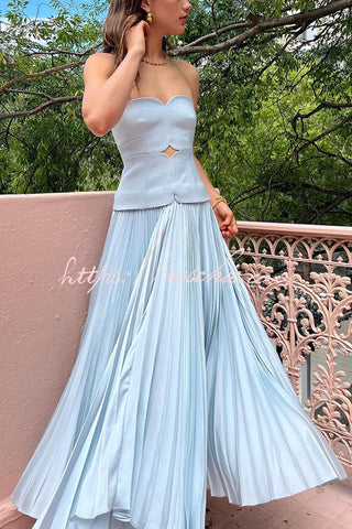 Vestido maxi ajustado con patchwork plisado y top de tubo sexy 