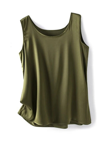 Camisetas de manga corta finas de seda para mujer, ropa de verano, elegantes, lisas, holgadas e informales, 2024 