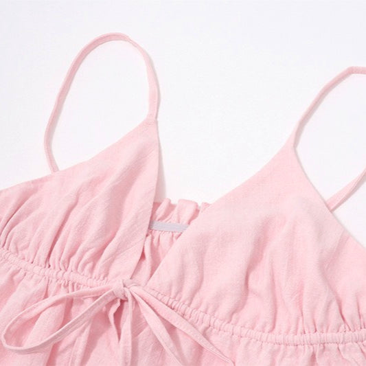 Sexy Solid Slim Tie Cami Top