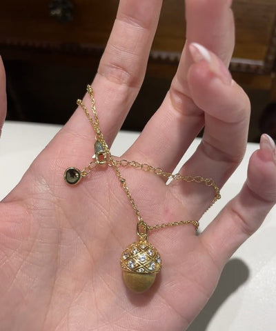Mode Gold Sterling Silber Overgild Zirkon Tannenzapfen Anhänger Halskette 