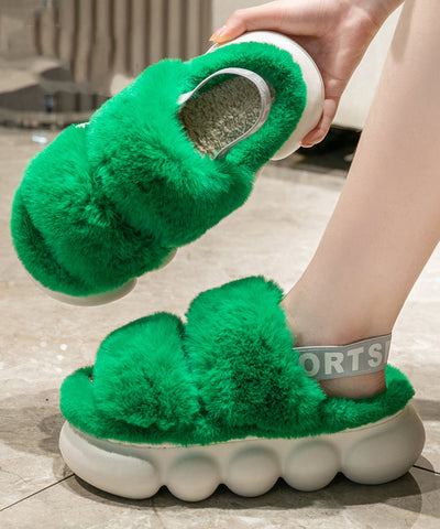 Boutique Splicing Fuzzy Fur Plateau Hausschuhe Schuhe Weiß 