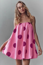 Sexy Polka Dot Print Tube Top Mini Dress