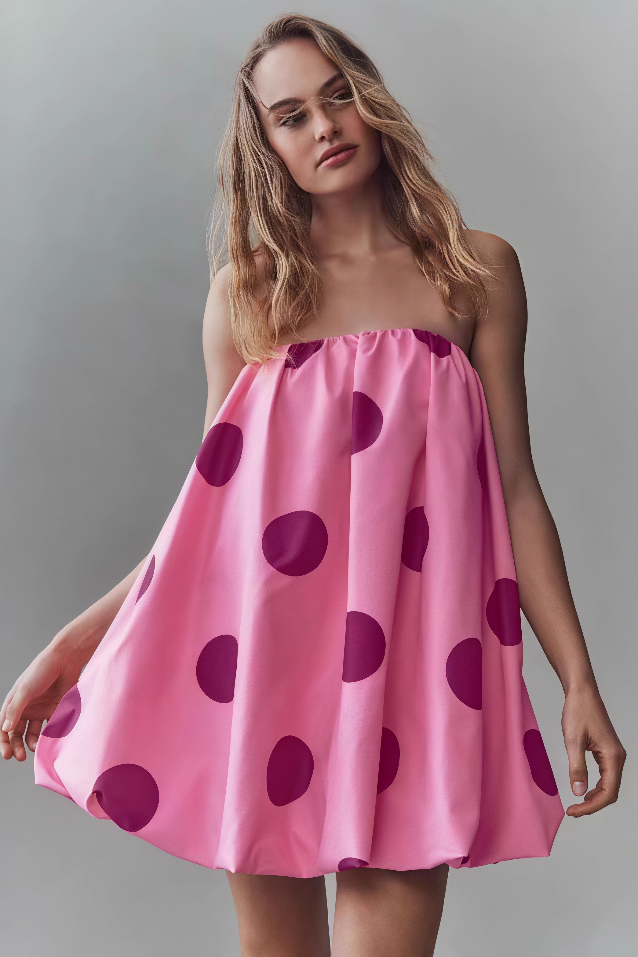 Sexy Polka Dot Print Tube Top Mini Dress