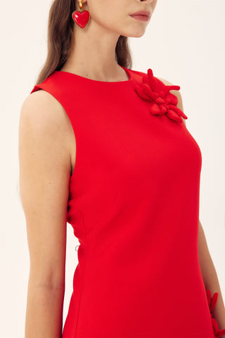 Madeline Sleeveless Floral Applique Mini Dress