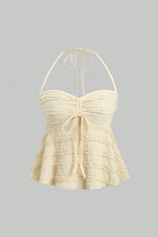 Asymmetrical Tie Halter Bikini Set