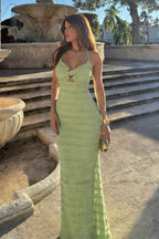 Ribbed Cami Open Back Slim Fit Maxi Dress