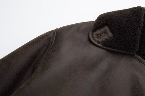 Damen Kleidung Pelz Langarm Kragen Doppelseitige Jacke Mantel Damen Mantel 