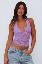 Hollow Lace Slim Sexy Halter Top