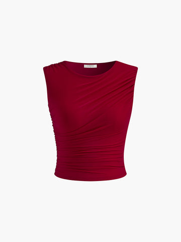 Camiseta sin mangas plisada de ocio 